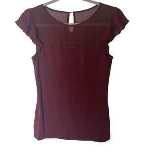 Express Ruffle Shoulder Sheer Top Sweetheart Neckline T Shirt